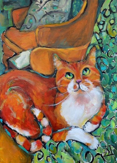 My Pillow, My Chair - Contemporary cat painting | Cat painting, Cat art illustration, Abstract ...