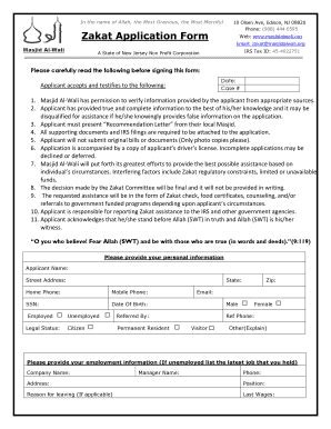 Zakat Application Form Masjid Al Walinj 08820 - Fill and Sign Printable Template Online