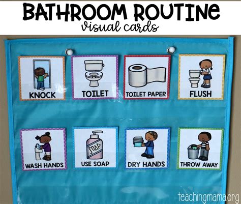 Bathroom Routine Visual Cards | Potty training visuals, Routine cards ...