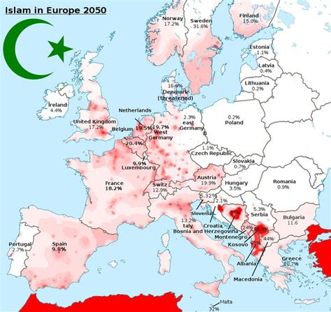 Islam in Europe 2050 by Thuringus | European map, Infographic map, Europe map