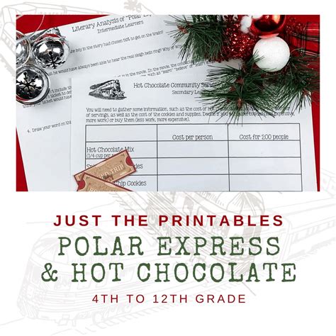 Polar Express & Hot Chocolate Printables for 4th-12th grades