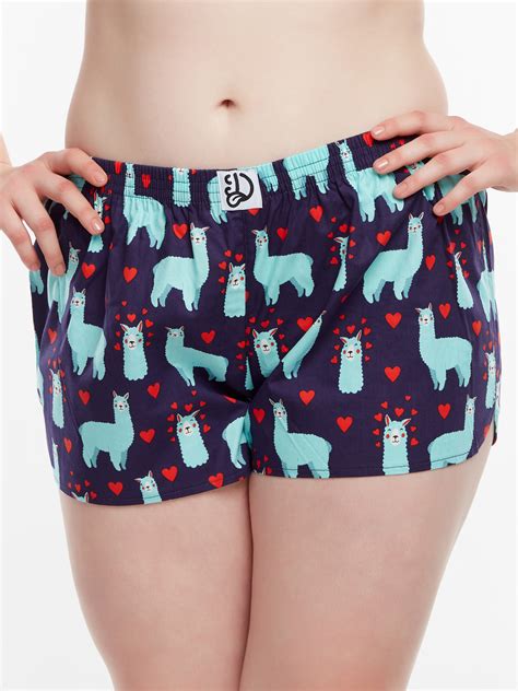 Women's Boxer Shorts Llama & Hearts | Dedoles