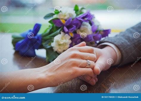 Wedding Couple Holding Hands Stock Photo - Image of beauty, couple: 55170020