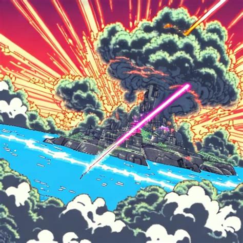 anime style laser beam destroying an island | OpenArt