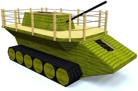 The Little Willie, outdoor 330ft² tank play-set plan. Two stories of fun! Crawl though the ...