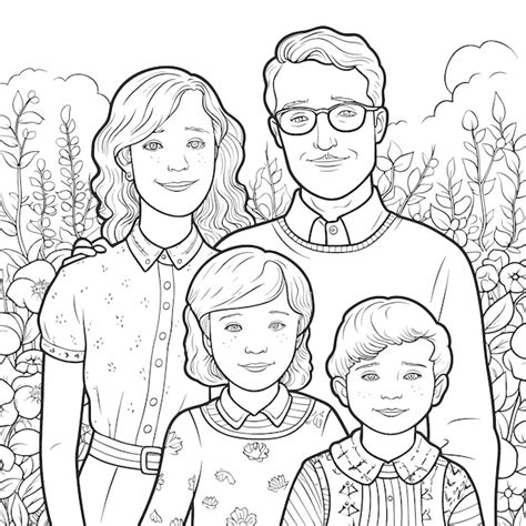 Premium Vector | Sketch hand drawn single line art coloring page line drawing family day