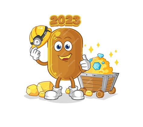 Premium Vector | 2023 new year miner with gold character cartoon mascot ...