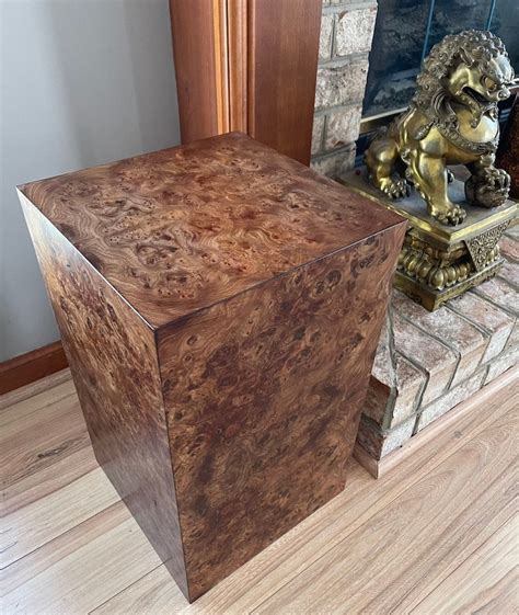 Genuine Burl Wood Pedestal Mid Century Retro Style Cube End | Etsy