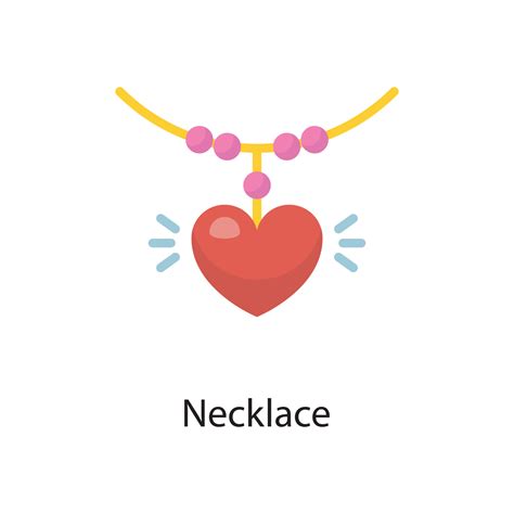 Necklace Vector Flat Icon Design illustration. Love Symbol on White ...