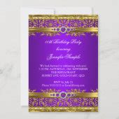 Elegant Purple Gold Damask Diamond Birthday Invitation | Zazzle