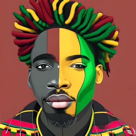 Red Black Green Yellow Africa Flag Colors Dreads Hair Man Black King Melanin Men Brown Skin Bruh ...