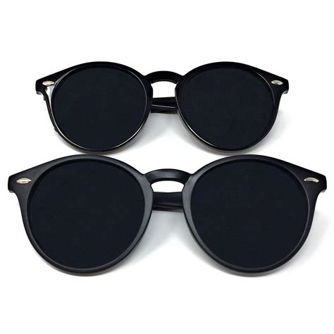 Round Lens Sunglasses Circle Glasses Oval Womens Classic Ladies Black ...