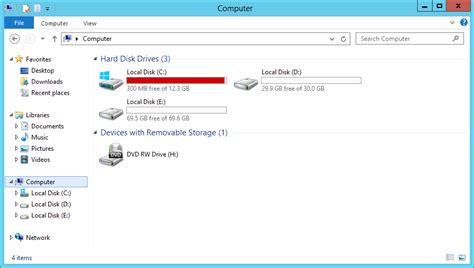 Windows Server 2012 R2 low disk space alert and solution