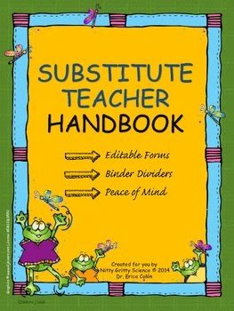 Substitute Teacher Handbook - EDITABLE Sub Plans by Nitty Gritty Science