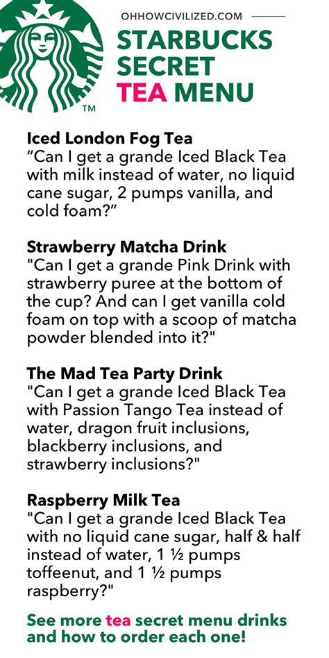 23 Popular Starbucks Secret Tea Menu Drinks & How to Order Them - Oh, How Civilized