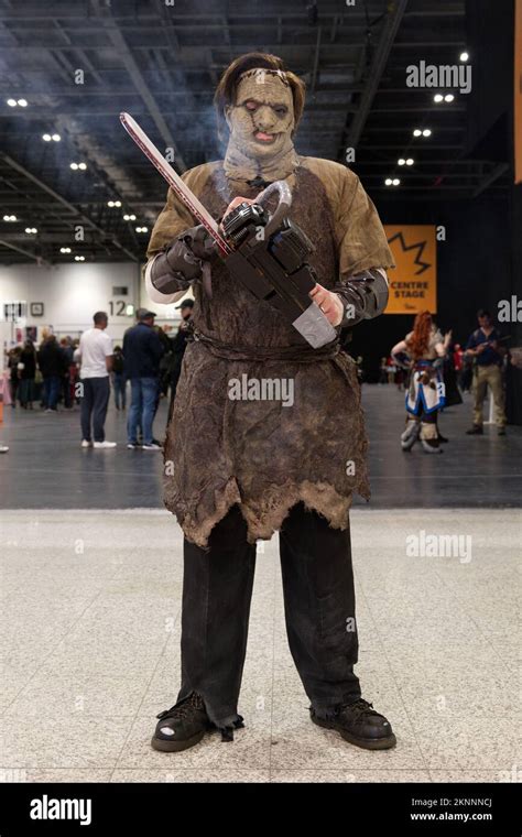 Leatherface cosplay at MCM Comic Con in London Stock Photo - Alamy