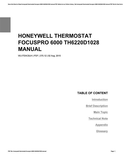 Honeywell thermostat focuspro 6000 th6220d1028 manual by malove8 - Issuu