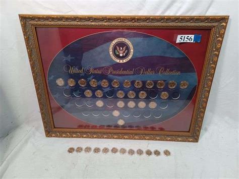 Presidential dollar coins in framed display - Mark Van Hook, Auctioneer