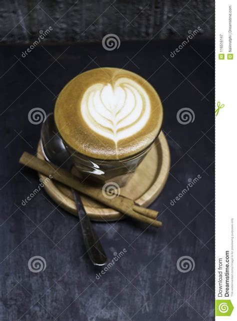 Cup of Piccolo Latte Coffee with Latte Art Stock Image - Image of craft ...