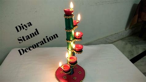 Easy diya decoration ideas at home in this diwali // diya stand using cardboard // candle stand ...