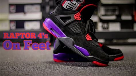 AIR JORDAN 4 "RAPTORS" + ON FOOT - YouTube