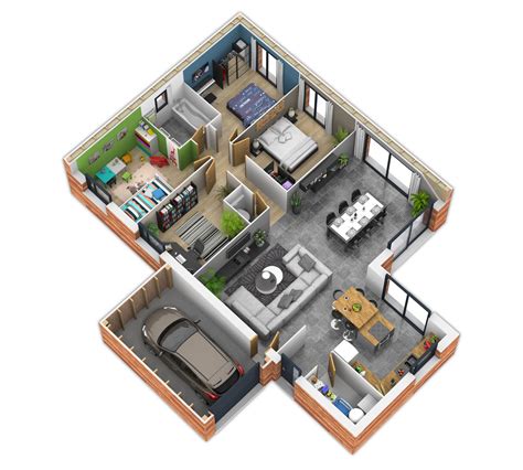 Plan de maison plain pied 4 chambres 3d – Bricolage Maison et décoration