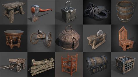 3D model MEDIEVAL ENVIORNMENT HIGH QUALITY GAME ASSETS PACK 17 IN 1 VR / AR / low-poly | CGTrader