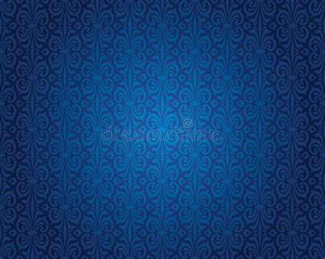 Indigo Blue Vintage Wallpaper Background Pattern Design Stock Vector ...