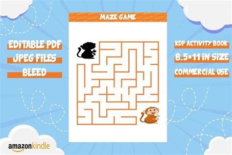 Monkey Maze Game for Kids Worksheet Graphic by MOUKA GRAPHICS ...