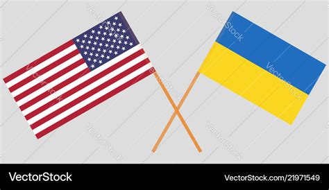 Crossed flags ukraine and usa Royalty Free Vector Image