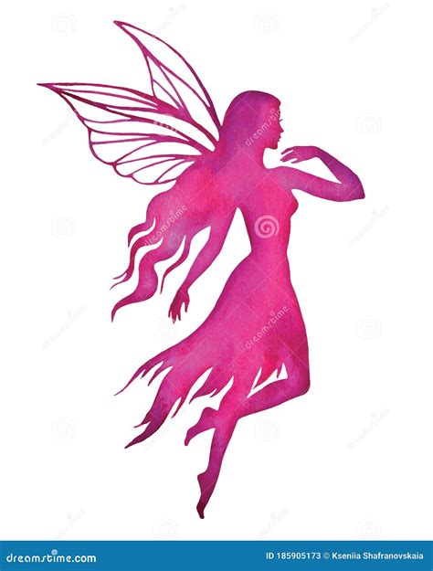 Fairy, Watercolor Vector Silhouette Illustration Stock Vector - Illustration of design, lady ...