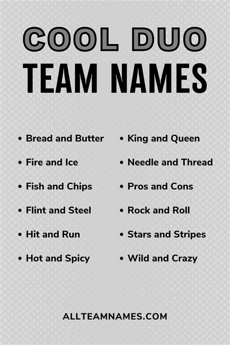 243 Best Duo Names For Team Activities