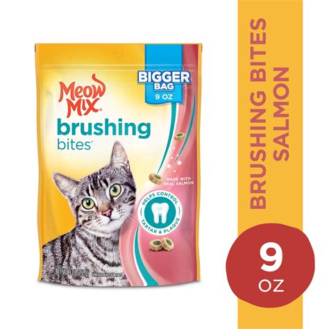 Meow Mix Brushing Bites Cat Dental Treats Made with Real Salmon - 9 ...