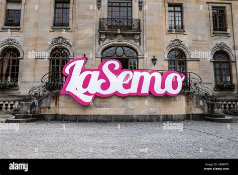 Enghien, Belgium, July 7, 2023.Lasemo festival logo in front of Enghien castle Stock Photo - Alamy