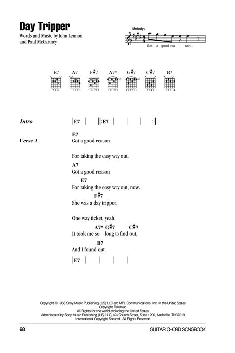 Day Tripper by The Beatles - Guitar Chords/Lyrics - Guitar Instructor