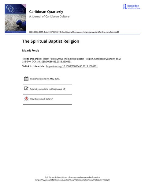 (PDF) The Spiritual Baptist Religion