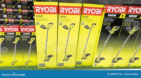 Ryobi Box Electric Grass Trimmer Tools Logo Sign and Brand Text in Shop ...