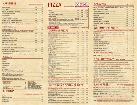 Central Pizza menu in Franklin, Massachusetts, USA