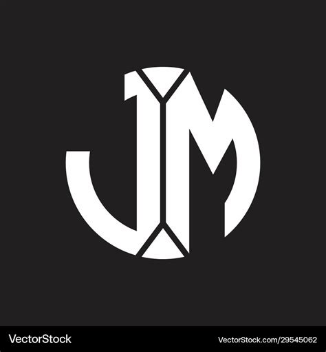 Jm logo monogram with piece circle ribbon style Vector Image