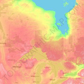 Ontario topographic map, elevation, terrain