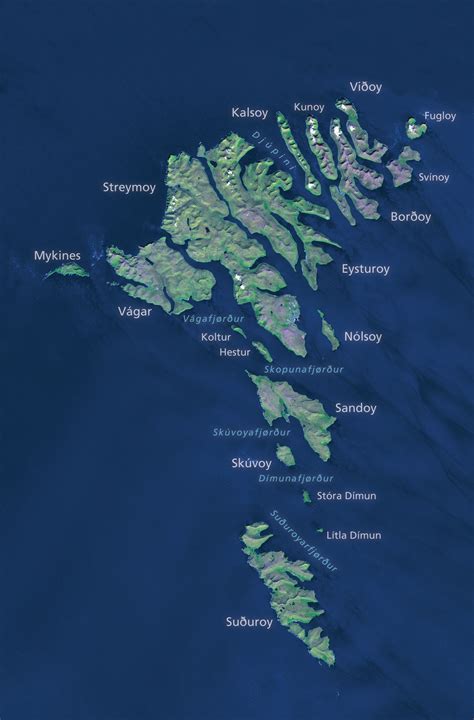 Annotated satellite image of the Faroe Islands in 2021 | Faroe islands denmark, Faroe islands ...