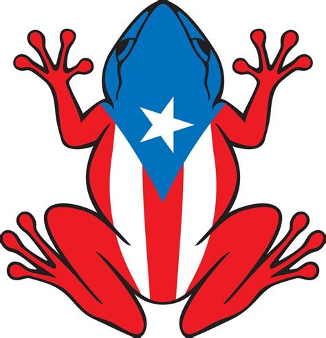 Puerto Rico Rana Frog with Flag - Common Coqui. Vector Illustration ...