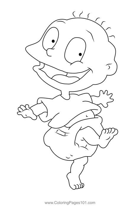 Tommy Dancing Coloring Page for Kids - Free Rugrats Printable Coloring ...