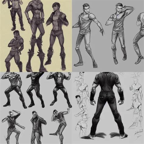 Action pose male sketch reference, Pinterest, HD | Stable Diffusion