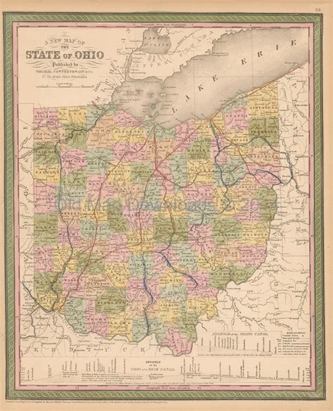 Ohio Old Map Mitchell Cowperthwait 1853 Digital Image Scan Download Printable - Old Map ...