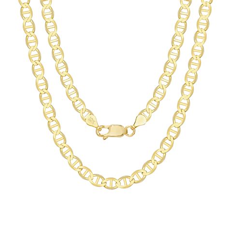 Nuragold - 10K Yellow Gold Solid 5mm Anchor Mariner Chain Pendant Necklace, 16"- 30" - Walmart ...