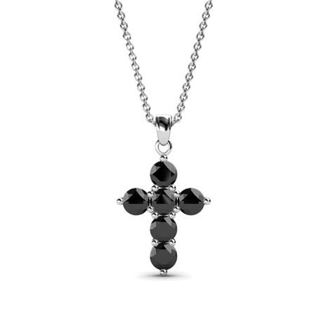 Black Diamond Cross Pendant 0.44 ct tw in 14K White Gold.Included 18 Inches 14K White Gold Chain ...