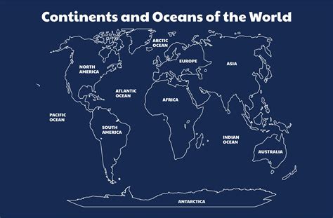 Continents And Oceans Map - 10 Free PDF Printables | Printablee