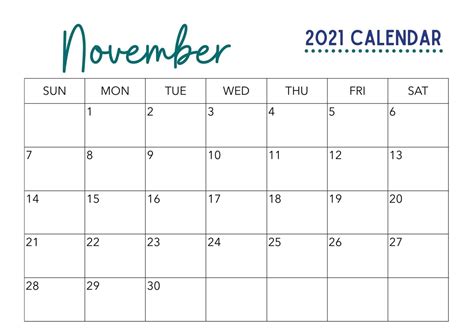 Free November Calendar Printables: Download Today (2023)