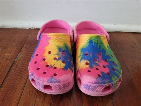 Crocs Classic Tie Dye Graphic Clogs Shoes in Electric… - Gem